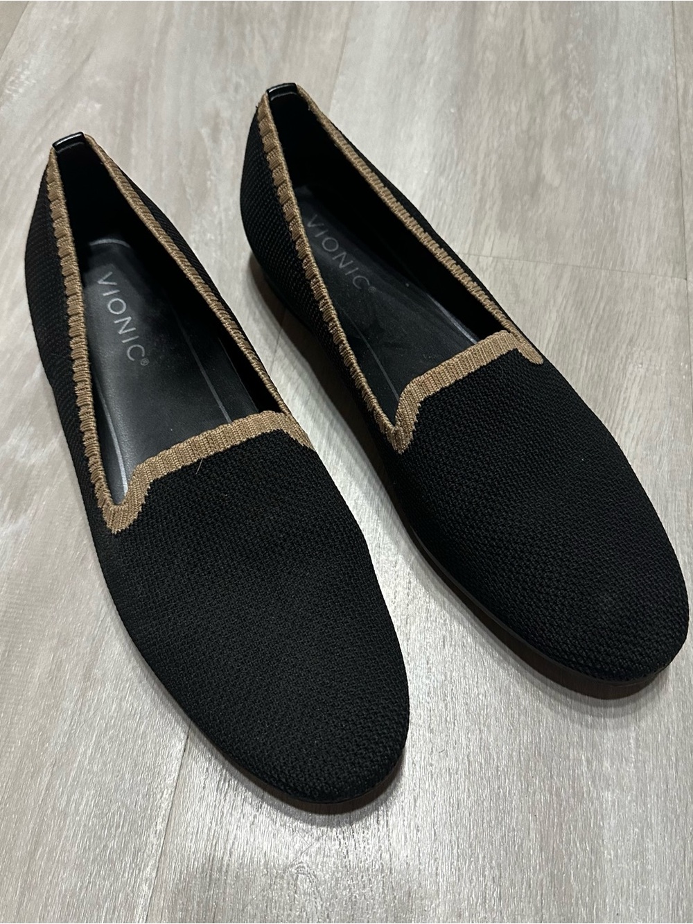 Vionic Willa Knit Black Brown Loafers Flats Sz 9.5